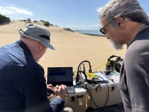 Uncle Lawrie Agius and Eddie Banks using SNMR of Younghusband Peninsula